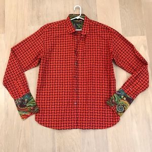 Men’s Ted Baker Button Up Patterned Shirt Red
